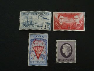 Ross Dependency Stamps Sg 1/4 Complete Set Of 4 Lmm Issued 1957 Wmk 98 Of N.  Z.