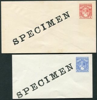 Zanzibar 1899 Postal Stationery Envelopes 1a & 2½a U.  6 & U.  7a Opt.  Specimen