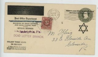 Mr Fancy Cancel Post Office Dept Dead Letter Branch 1934 Philadelphia 