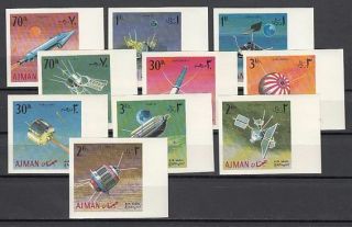 Ajman,  Mi Cat.  257 - 266 B.  Space Rockets & Satellites,  Imperf Issue.