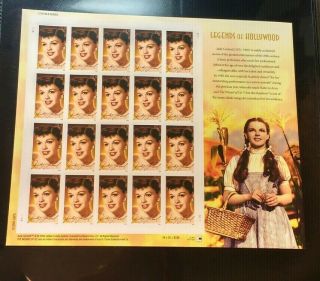 Scott U.  S.  4077 Judy Garland Legends Of Hollywood 0.  39 - Sheet Of 20 Stamps