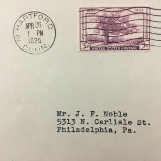 US 772 FDC 1935.  3 cent Connecticut Tercentenary.  Roessler Cachet.  1935 4