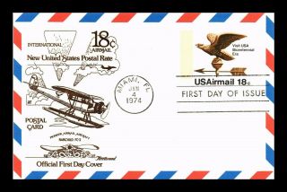 Dr Jim Stamps Us Bicentennial Era Weathervane 18c Air Mail Fdc Postal Card