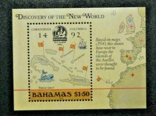 Bahamas Map (souvenir Sheet) 644; Cv$12.  00