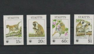 St Kitts 1986 Wwf Green Monkey Set Mnh Per Scan