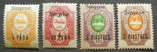 Russian Levant 1909 Smyrne Overprint,  Kramar.  66,  68,  70,  71,  Mh,  Cv=24$