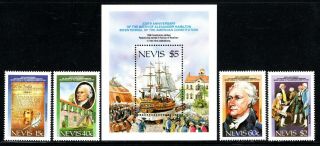 Nevis Scott 533 - 537 Hamilton Constitution Issue W/souvenir Sheet Mnh Fresh
