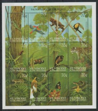 107.  St.  Vincent & The Grenadines Stamp S/s Flora & Fauna Of The World.  Mnh