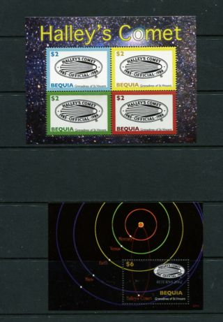 St.  Vincent/bequia 2007 413 - 4 Space Comets Planets Sheets Mnh F732