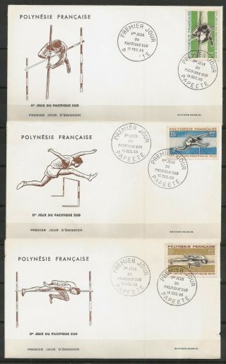 France Polynesia 1966 3 Fdc South Pacific Games