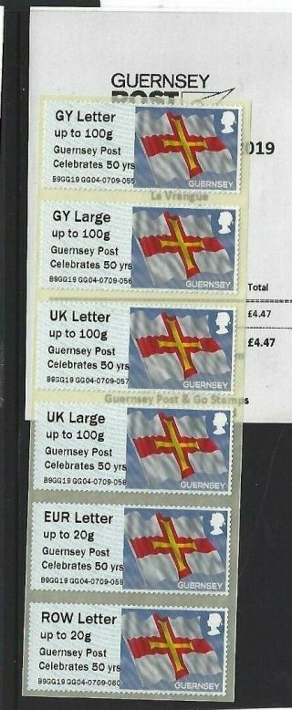 Guernsey,  Post & Go,  2019 " Guernsey Post Celebrates 50 Years " Collector Strip,  Mnh