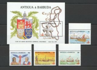 O002 Antigua & Barbuda Columbus Explorations 1106 - 09 Michel 14 Euro Bl,  Set Mnh