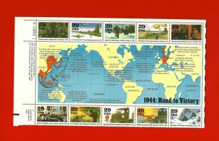 Us Scott 2838,  1944 Ww Ii 50th Anniversary Sheet Ten 29c Stamps Mnh Issued 1994