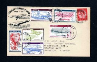 Lundy: 1954 Air Mail Definitives First Day Cover