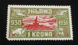 Nystamps Iceland Stamp C8 Og H $65