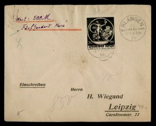 Dr Who 1920 Germany Ovpt Erlangen Airmail To Leipzig E51543