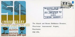 Gb 1969 Anniversaries 5d On Alcock & Brown Manchester Airport Fdc