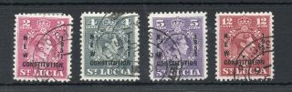 St Lucia 1951 George 6th Constitution Set Sg,  167 - 170 Fine Lot 3904b