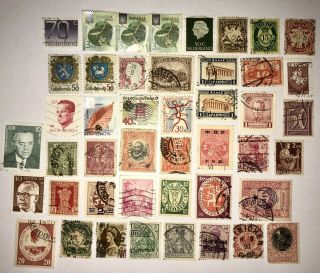 Vintage Bulk Of 45 Small Stamps Different Countries And Age From 1930s