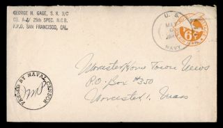 Dr Who 1945? Navy 25th Ncb Airmail To Usa Wwii Censored E46088