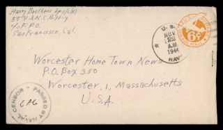 Dr Who 1944 Navy 58th Const Batt Airmail To Usa Wwii Censored E46085