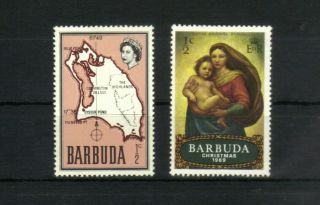 Barbuda 1968 & 1969 Stamps Map & Christmas Hinged Sg12 Sg38