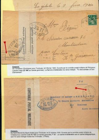 France Ww2 War Censor Covers Letter Military Cards (5 Items) (mt619