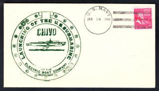Wwii Patriotic Submarine Uss Chivo Ss - 341 Launching Naval Cover (9796)
