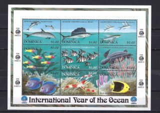 Dominica 1998,  Fish,  Marine Life,  International Year Of The Ocean,  Mnh