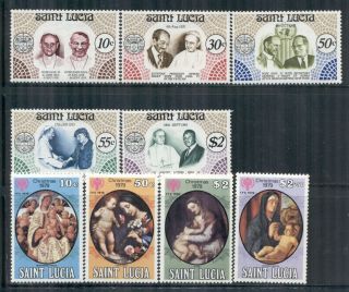 St.  Lucia 460 - 64,  483 - 86 Sg491 - 95,  514 - 17 Mh 1979 - 80 Cat$5
