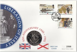Mercury First Day £2 Coin Cover,  Liberation Of Jersey,  May 1995