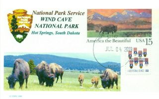 Wind Cave National Park South Dakota Bison Photo Cacheted Postal Card Handstamp