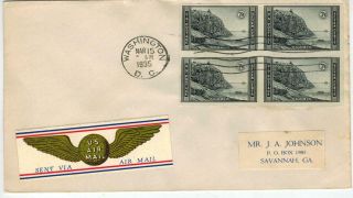 1935 Imperforate Block Of 4 Farley National Parks 762 Bar Harbor Airmail Use