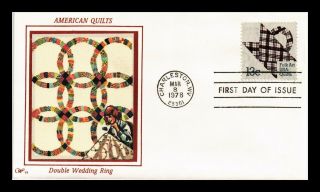 Us Cover Folk Art Quilts Double Wedding Ring Fdc Western Silk Cachet