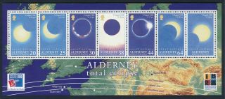 1999 Alderney Total Solar Eclipse Minisheet Fine Mnh With Ibra Logo