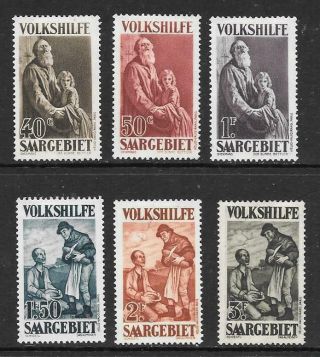 Saar - 1928 Christmas Charity - Short Set Of 6 To 3f. ,  Mh.  Cat £125,