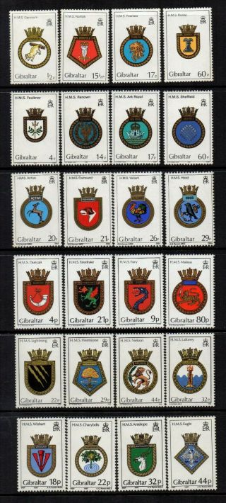 Gibraltar 1982/87 Royal Navy Crests (1st 6 Series) Sets - All Unmounted