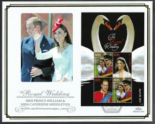 Nevis 2011 Large Fdc Wedding Of William & Catherine Ltd Ed 8/250