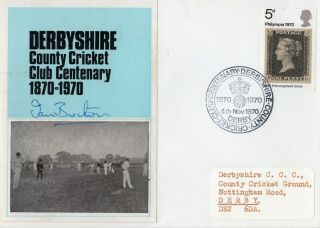 1970 Derbyshire County Cricket Club Centenary Cover Signed By Ian Buxton.  Rare