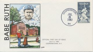 2046 Babe Ruth Baseball Hand Painted Fred Collins Cachet First Day Cover
