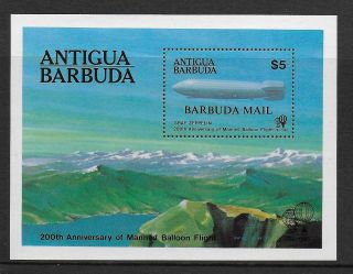 1983 Antigua Barbuda: Bicentenary Of Manned Flight Minisheet Sg Ms815 Mnh