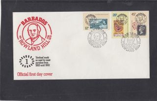 Barbados 1979 Rowland Hill Stamp On Stamp 1d Penny Black Fdc Barbados Fdi H/s