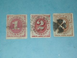 1,  2,  3 Cent Early Postage Due Stamps -