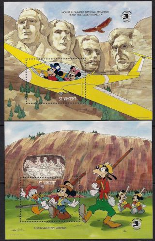 Saint Vincent Stamp - Disney Characters And National Monuments Stamp - Nh