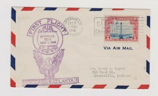 1928 5c.  First Air Mail Flight Cover Chicago To Atlanta