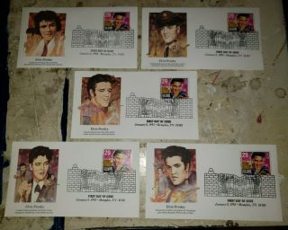 Elvis Presley - Set Of 5 First Day Cover - Postmark January 8,  1993 Memphis Tn