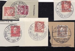 Denmark 1947 - 68 5 Different Tourist Postmarks