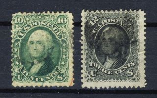 2x United States Stamps 68? 10c Washington Green 69 - 12c Washington Cv= $150.  00