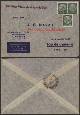 Germany 1939 - Air Mail Cover To Rio Brazil 30512/8