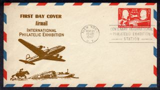 1947 5c Cipex Airmail Embossed Envelope (scott Uc17) - Sanders Fdc Pa251